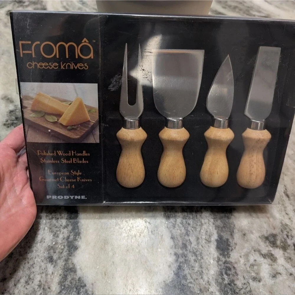 Prodyne Froma European Style Gourmet Cheese Knives Set, Wood Handles, New